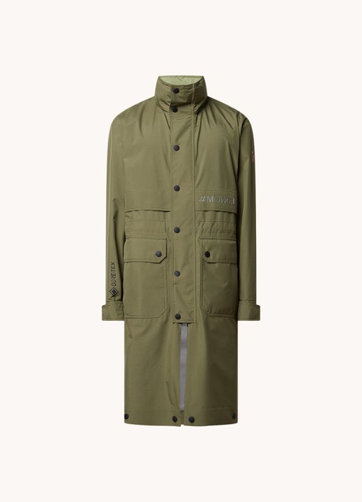 Moncler Steig parka met opbergbare kraag en trekkoord - voorkant legergroen