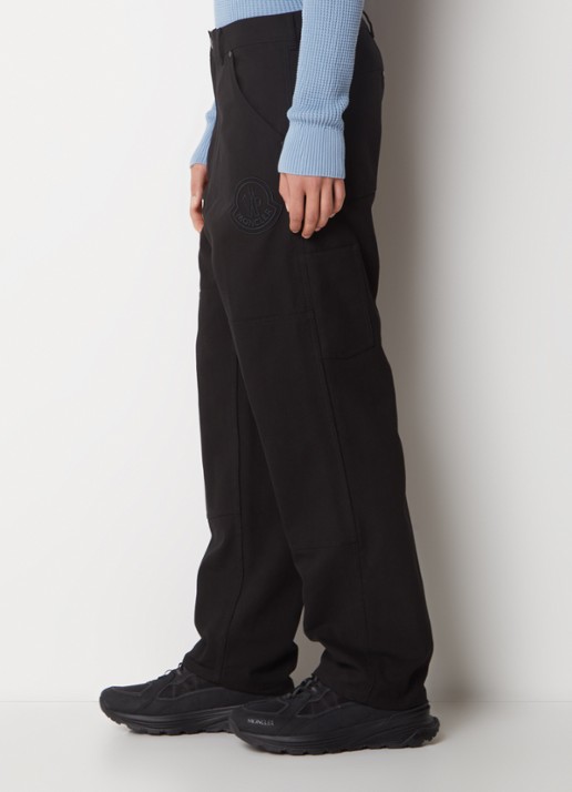 Moncler Straight fit broek met logoborduring  - detail 2 zwart