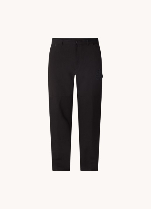 Moncler Straight fit broek met logoborduring  - voorkant 4 zwart