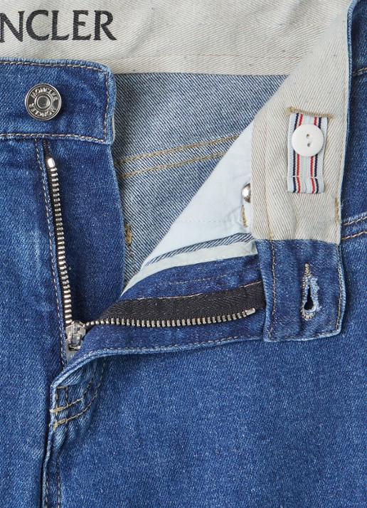 Moncler Straight fit jeans met medium wassing - detail indigo