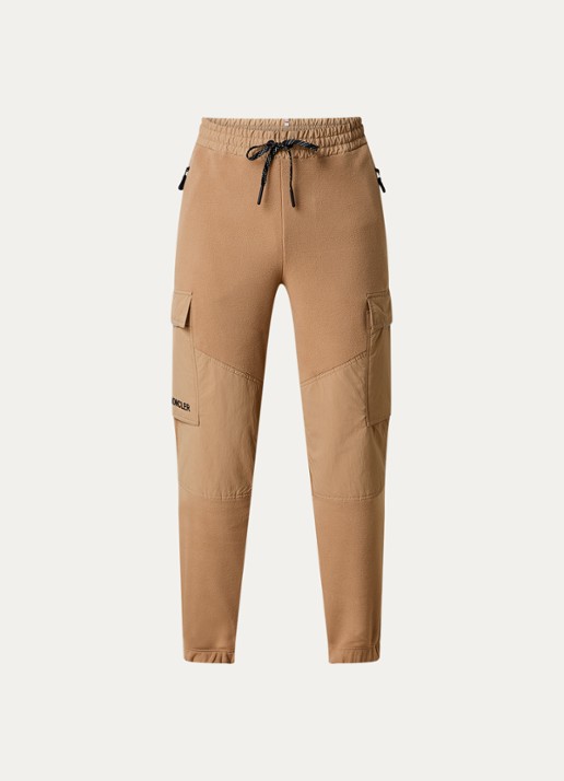 Moncler Straight fit joggingbroek van fleece - voorkant 2 camel