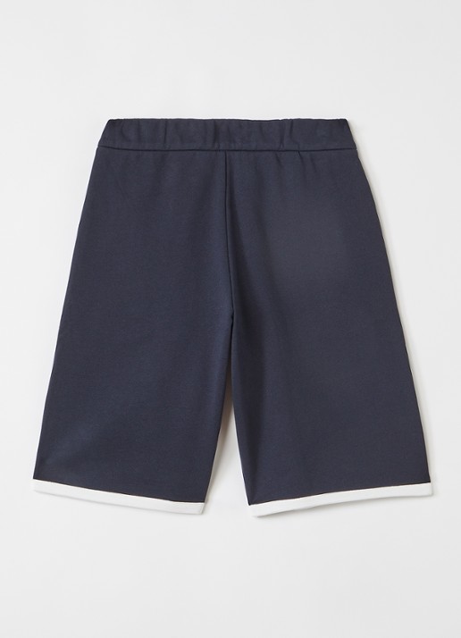 Moncler Straight fit korte joggingbroek met logo - voorkant 3 donkerblauw
