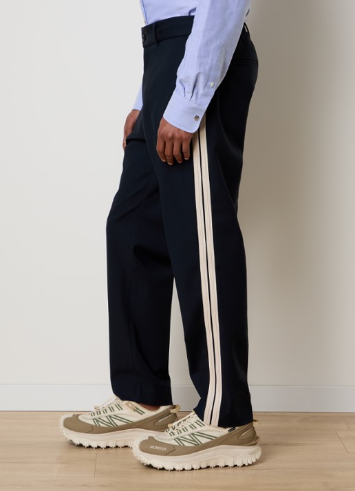 Moncler Straight fit pantalon met trekkoord en steekzakken - detail 4 donkerblauw