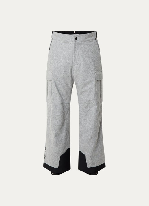 Moncler Straight fit ski-broek van scheerwol met klepzakken - voorkant 2 grijsmele