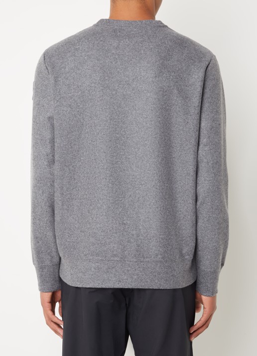Moncler Sweater in wolblend met logoborduring - achterkant legergroen