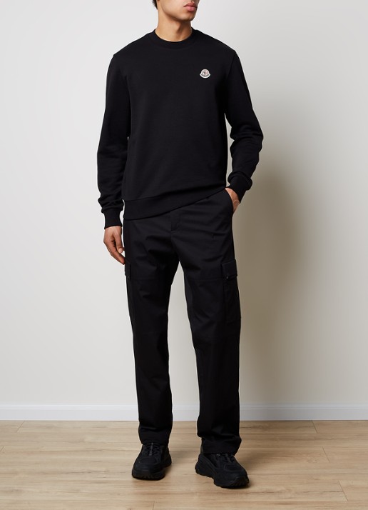 Moncler Sweater met logoborduring  - voorkant 2 zwart
