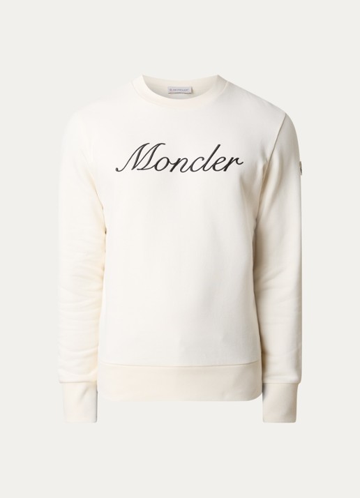 Moncler Sweater met logoborduring - voorkant 4 gebroken wit