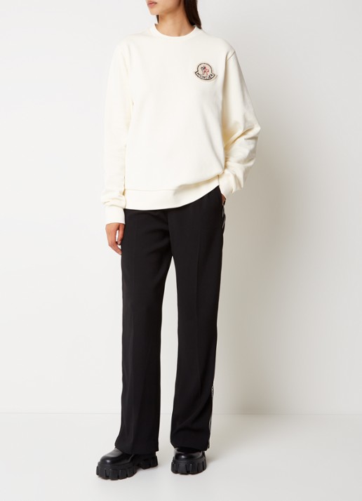 Moncler Sweater met logoborduring - voorkant 5 ivoor