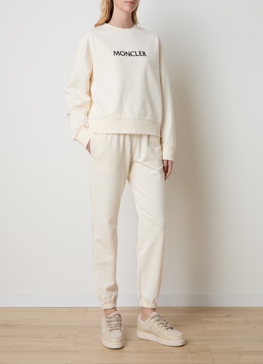 Moncler Sweater met logoborduring - voorkant 5 wit