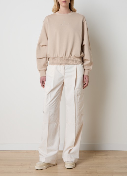 Moncler Sweater met logoborduring - voorkant 4 beige