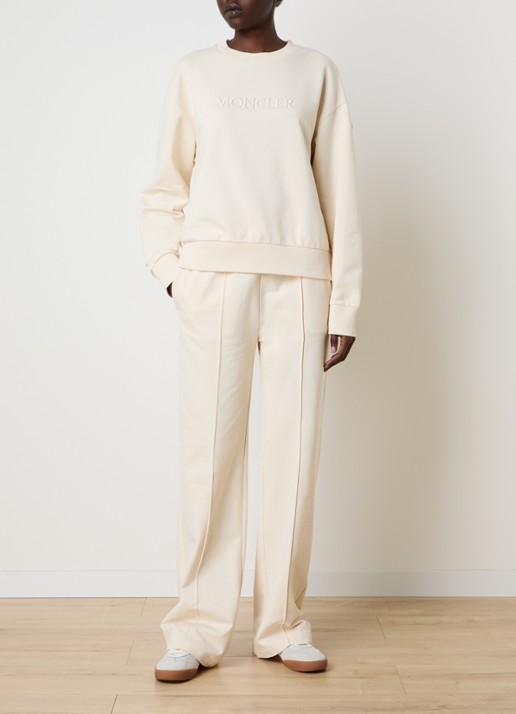 Moncler Sweater met logoborduring - voorkant 4 beige