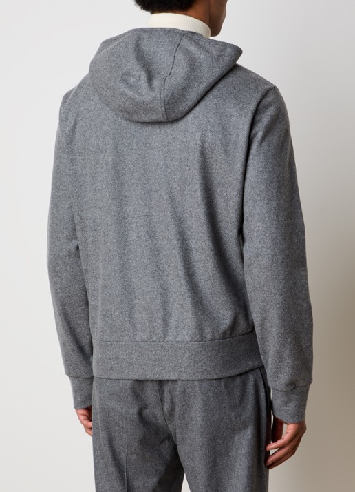 Moncler Sweatvest in scheerwolblend met capuchon - achterkant 4 grijsmele