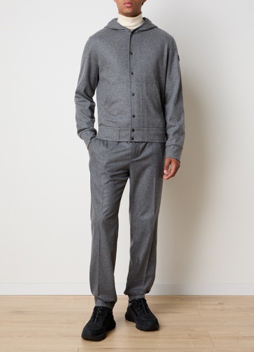 Moncler Sweatvest in scheerwolblend met capuchon - voorkant 6 grijsmele