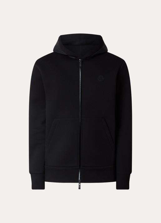 Moncler Sweatvest met capuchon en logo - voorkant 2 zwart