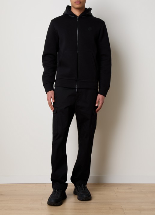 Moncler Sweatvest met capuchon en logo - voorkant 3 zwart