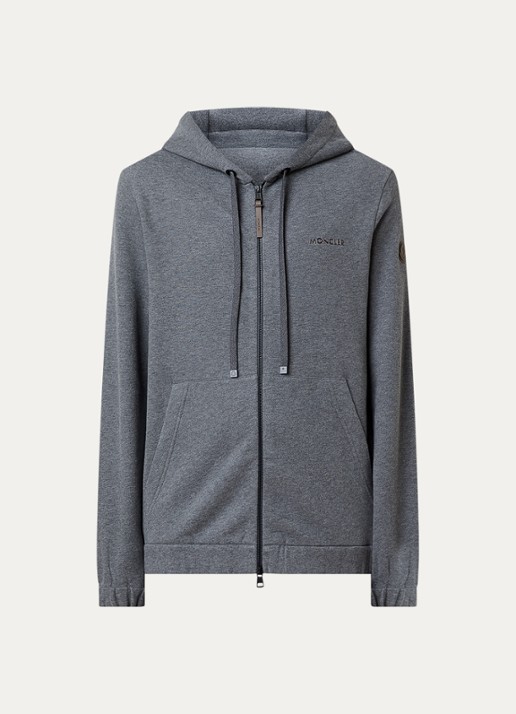 Moncler Sweatvest met capuchon en logo - voorkant 4 donkergrijs