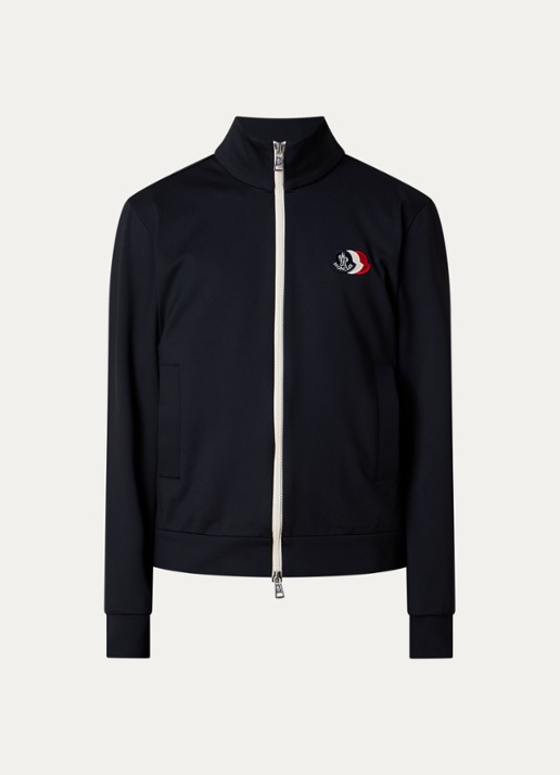 Moncler Sweatvest met logo - voorkant donkerblauw