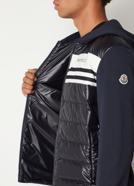 Moncler Sweatvest van jersey met gewatteerde voorpand en donsvulling  - detail 4 donkerblauw