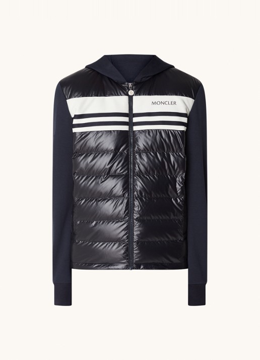 Moncler Sweatvest van jersey met gewatteerde voorpand en donsvulling  - voorkant 5 donkerblauw