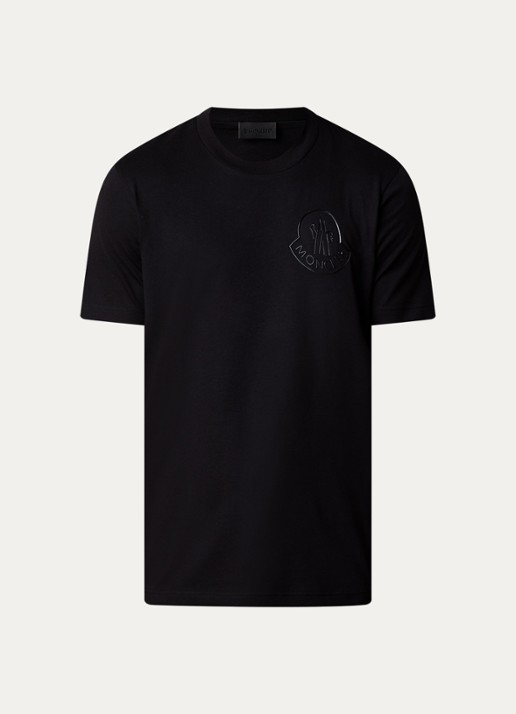 Moncler T-shirt met 3D logo - voorkant 2 zwart