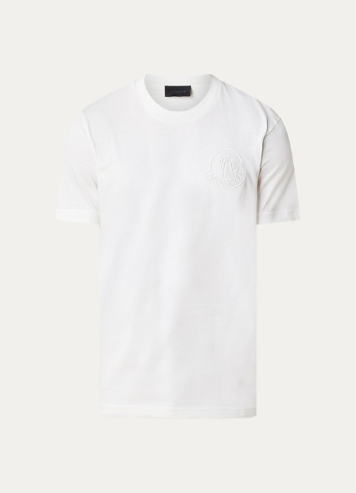 Moncler T-shirt met 3D logo - voorkant 4 gebroken wit