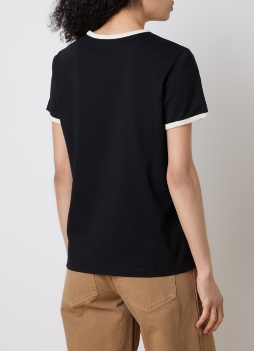 Moncler T-shirt met flock logoprint - achterkant 3 zwart