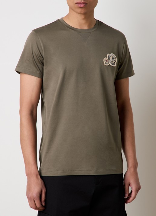 Moncler T-shirt met logo - detail 2 legergroen