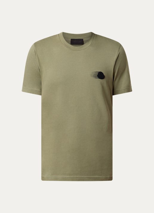 Moncler T-shirt met logo - voorkant mosgroen