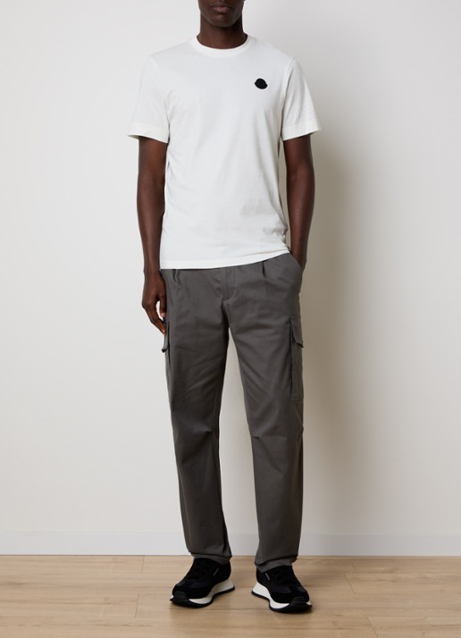 Moncler T-shirt met logo - voorkant 2 gebroken wit