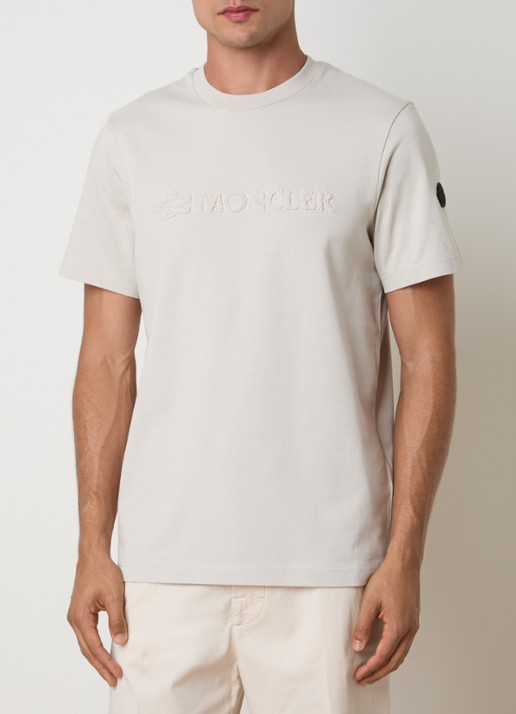 Moncler T-shirt met logo - detail 2 gebroken wit