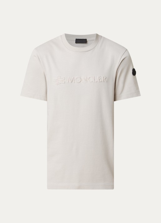 Moncler T-shirt met logo - voorkant 4 gebroken wit