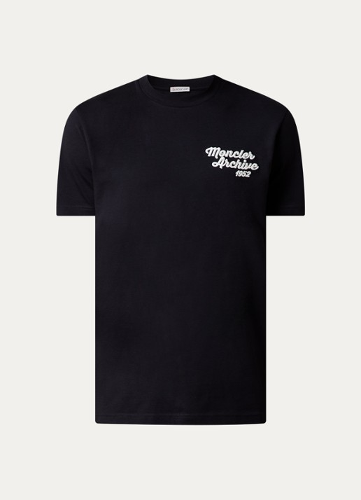 Moncler T-shirt met logoborduring - voorkant 3 zwart