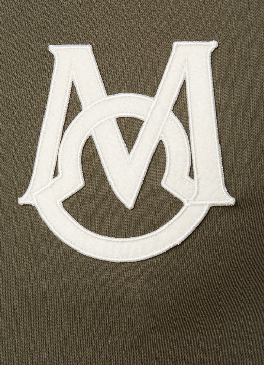 Moncler T-shirt met logoborduring - detail 3 bronsgroen