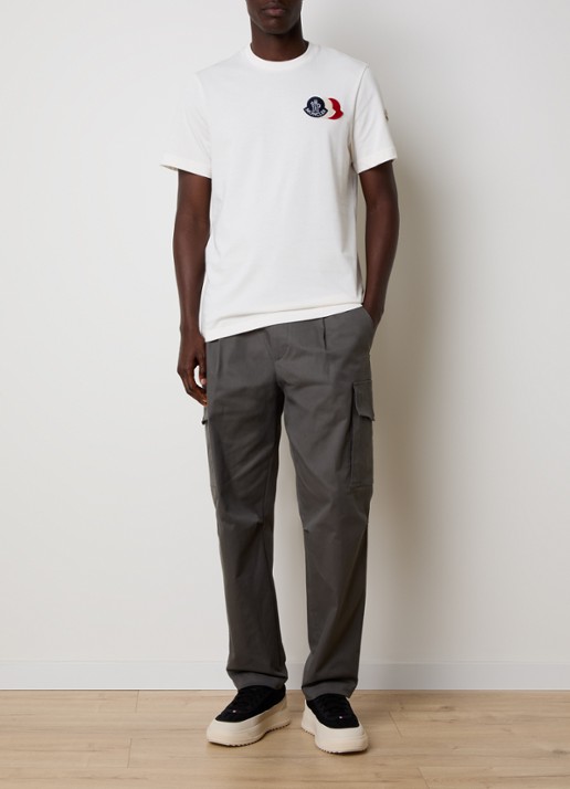 Moncler T-shirt met logoborduring - voorkant 2 creme