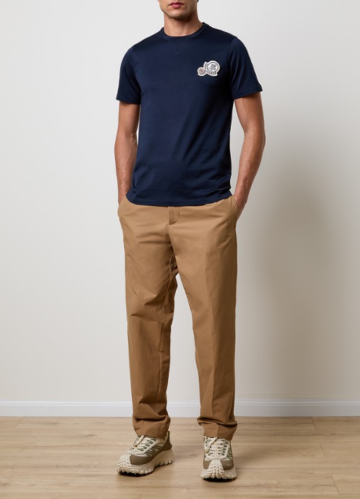 Moncler T-shirt met logoborduring - voorkant 3 donkerblauw
