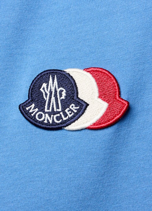 Moncler T-shirt met logoborduring - detail 5 blauw