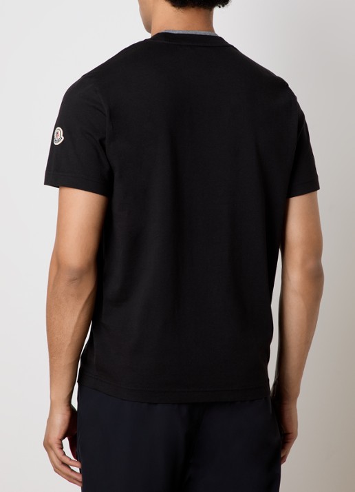 Moncler T-shirt met logoborduring - achterkant 3 zwart