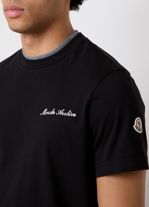 Moncler T-shirt met logoborduring - detail 5 zwart