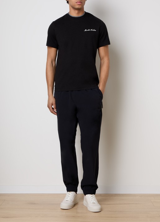 Moncler T-shirt met logoborduring - voorkant 2 zwart