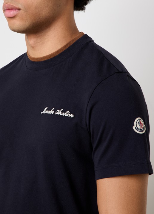 Moncler T-shirt met logoborduring - detail 2 donkerblauw