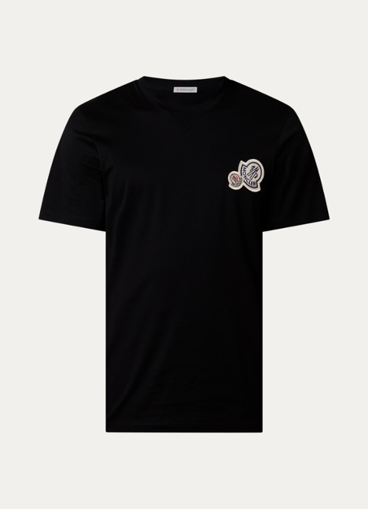 Moncler T-shirt met logoborduring - voorkant 4 zwart