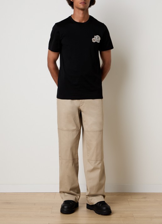Moncler T-shirt met logoborduring - voorkant 5 zwart