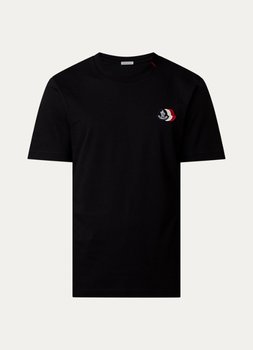 Moncler T-shirt met logoborduring - voorkant 4 zwart