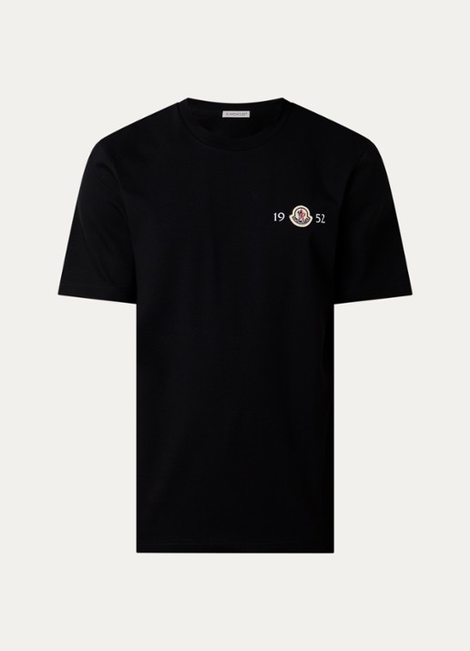 Moncler T-shirt met logoborduring - voorkant 3 zwart