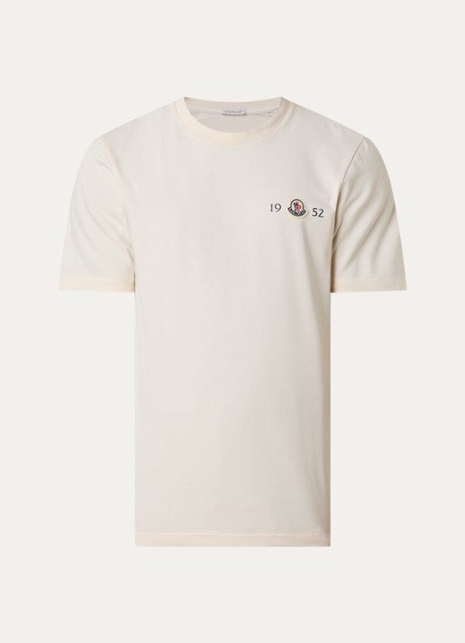 Moncler T-shirt met logoborduring - voorkant 4 creme