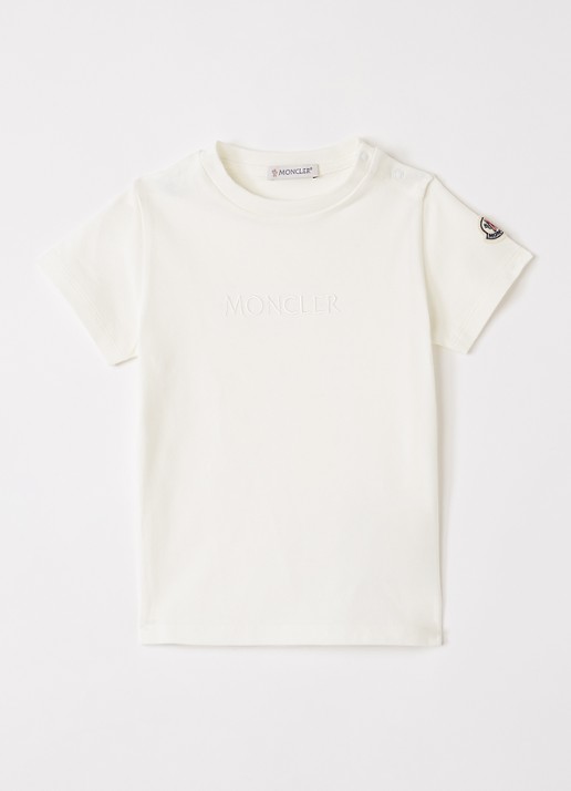 Moncler T-shirt met logoborduring - voorkant gebroken wit