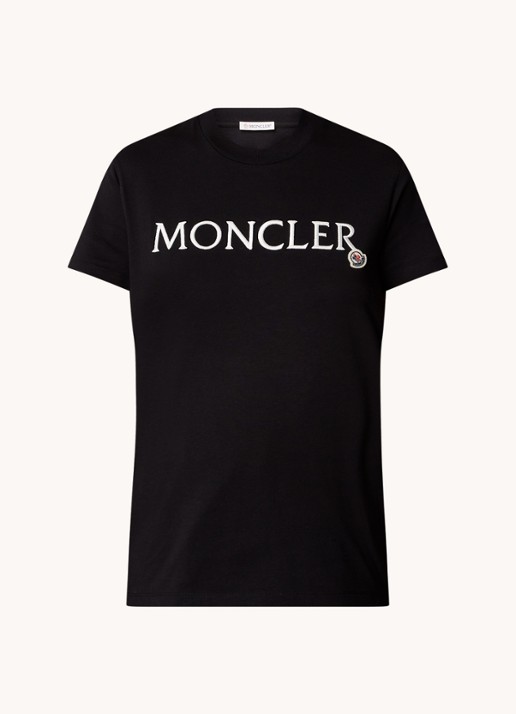 Moncler T-shirt met logoborduring - voorkant 4 zwart