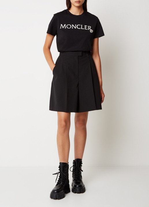 Moncler T-shirt met logoborduring - voorkant 5 zwart