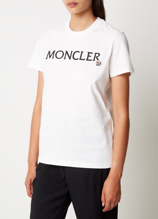 Moncler T-shirt met logoborduring - detail 4 wit
