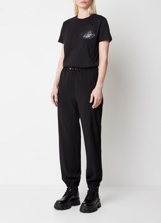 Moncler T-shirt met logoborduring - voorkant 3 zwart